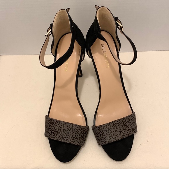 Sole Society Shoes - SOLE SOCIETY HEEL 4• 5” SO SHEILA GRAY:BLACK SUEDE/CALF SZ 8•5 M
